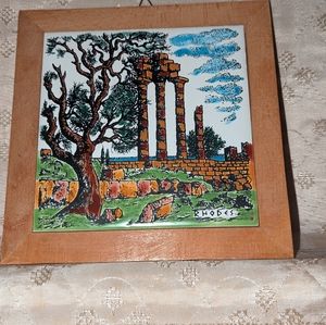 Hand painted tile spoon rest/wall decor Rhodes